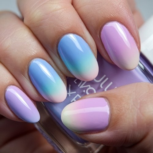 Pastel Ombre Oval Nails
