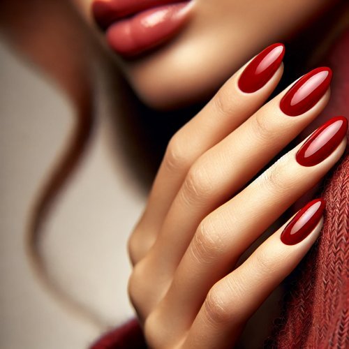 Bold Red Oval Nails