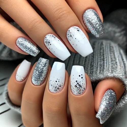 White with Silver Glitter