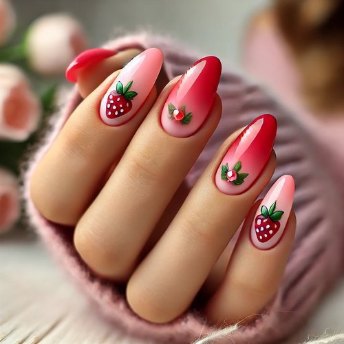 Ombre Strawberry Nails