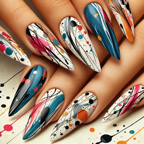  Abstract Art Almond Nails
