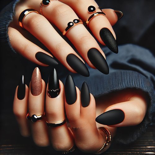 Matte Black Oval Nails