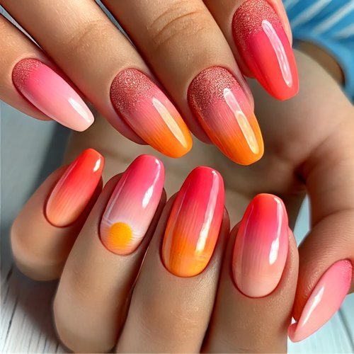  Pink to Orange Sunset Ombre