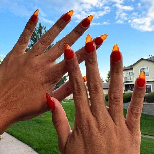 Fiery Sunset Flame Nails