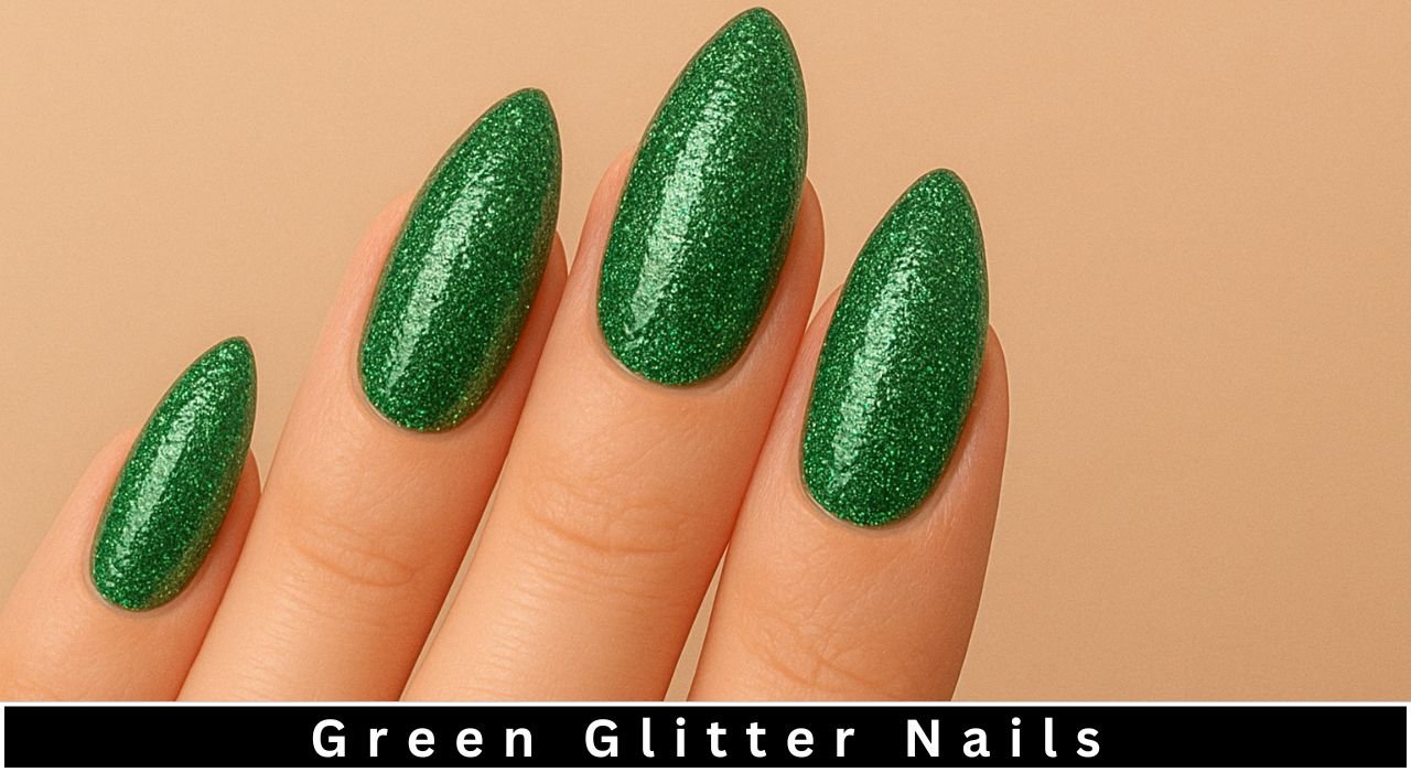 Green Glitter Nails