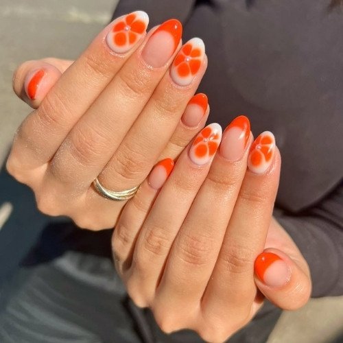 Orange Blossom French Nails