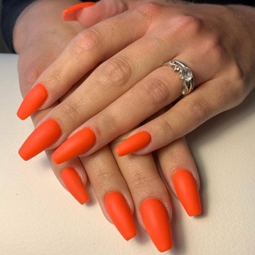 Orange Coffin Nails