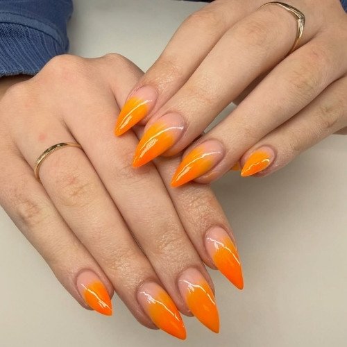 Orange Flame French Tips