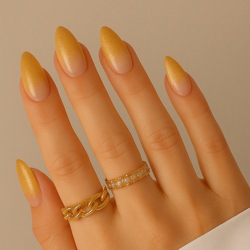Golden Glow Aura Nails