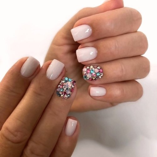 White with Colorful Gems