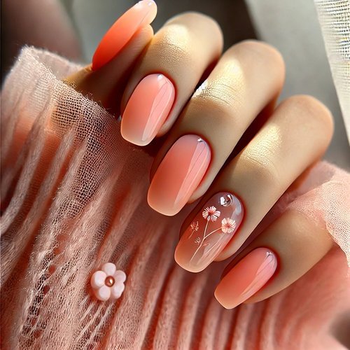 Peachy Coral Jelly Nails