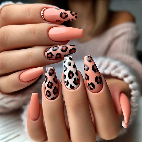 Peachy Coral Leopard Print