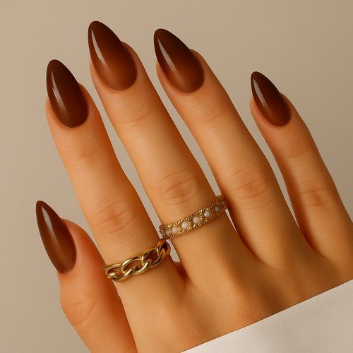 Chocolate Brown Aura Nails