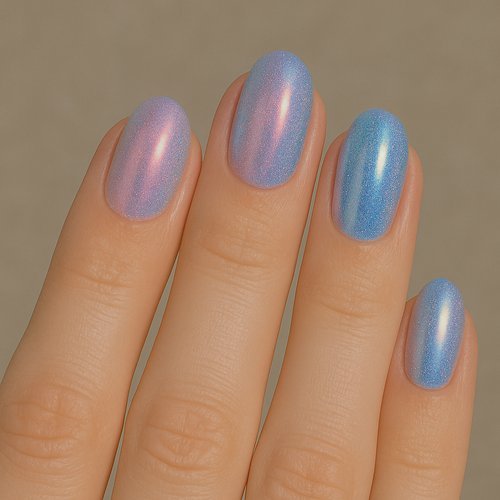 Holographic Pink & Blue Nails