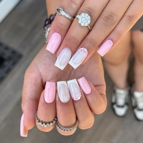 Pink and White Square