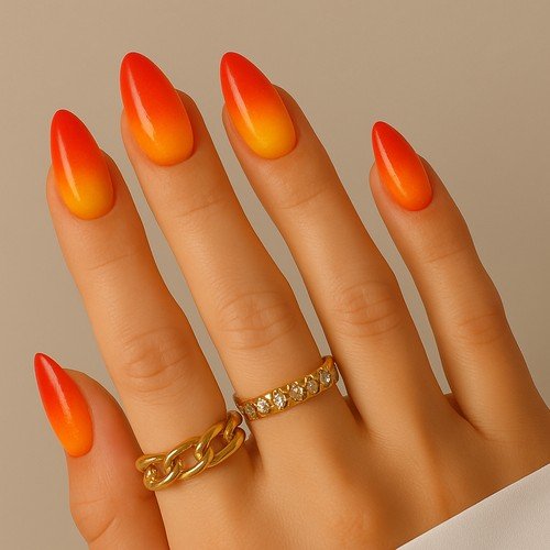 Fiery Sunset Aura Nails