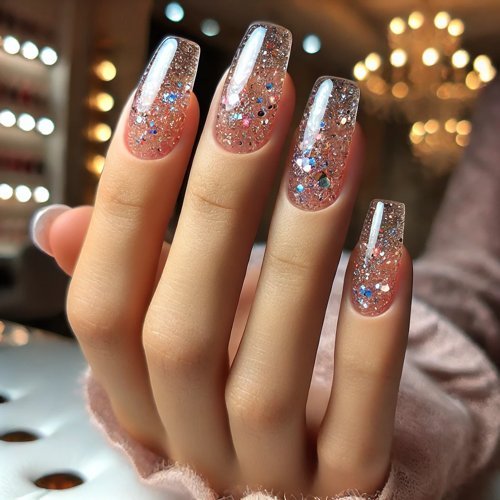 Glitter-Infused Jelly Nails