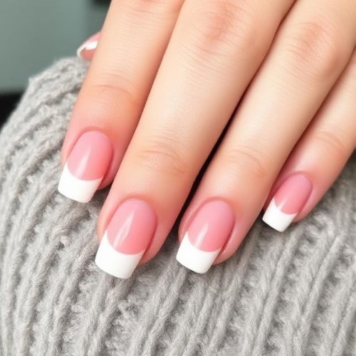 Peachy Coral French Tips