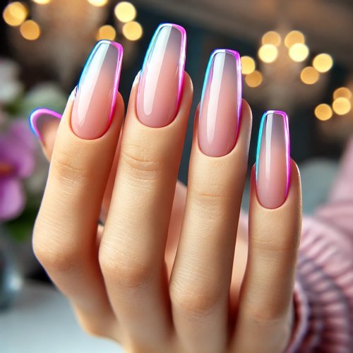  French Tip Jelly Nails