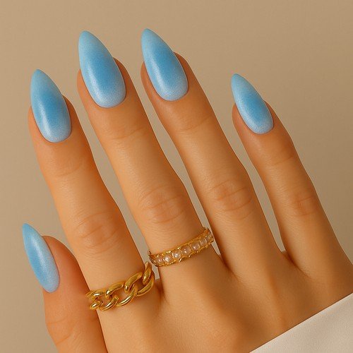 Icy Blue Aura Nails