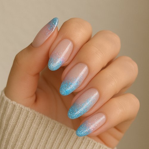 Pink & Blue Glitter Tips