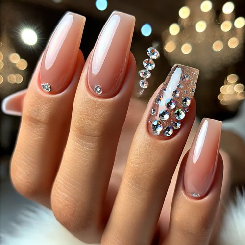 Jelly Nails with Rhinestones