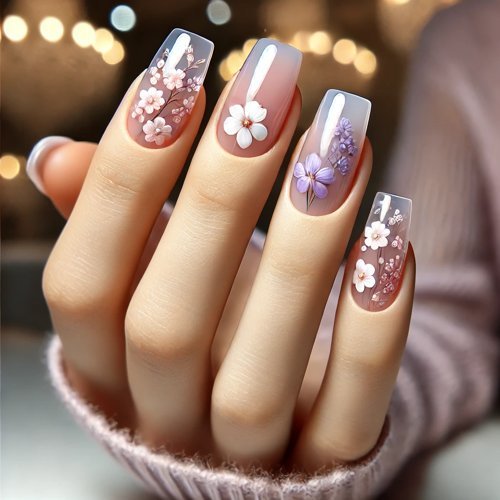  Floral Jelly Nails