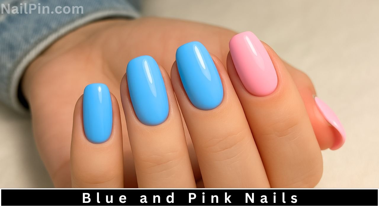 Blue and Pink Nails