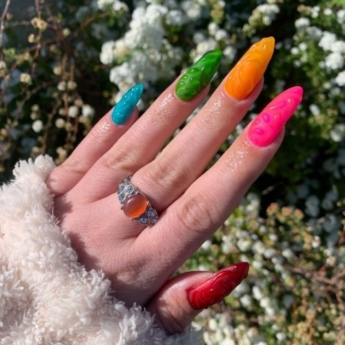 Neon Sculpted Nails