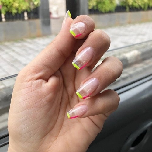 Neon Tip Clear Nails