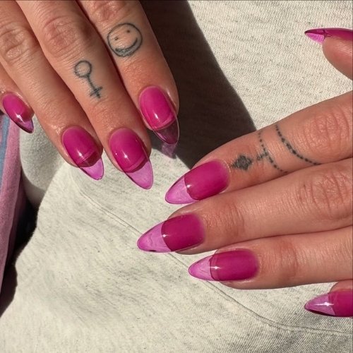 Pink Fade Tip Nails