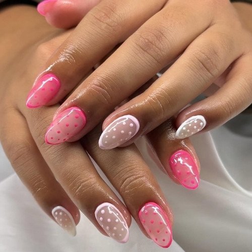 Pink Jelly Polka Nails