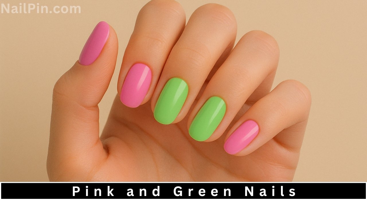 Pink and Green Nails