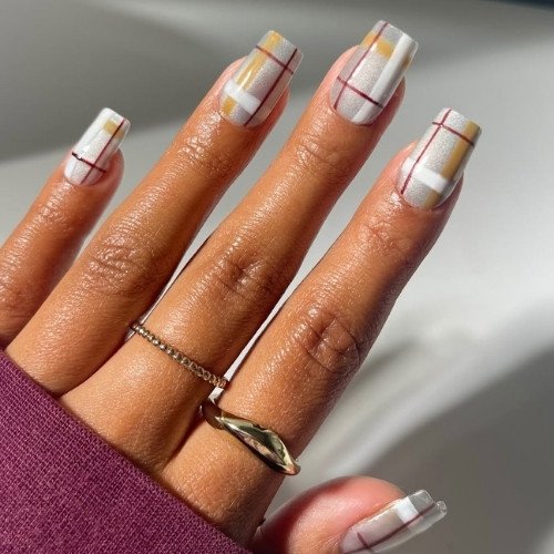 Soft Plaid Nails
