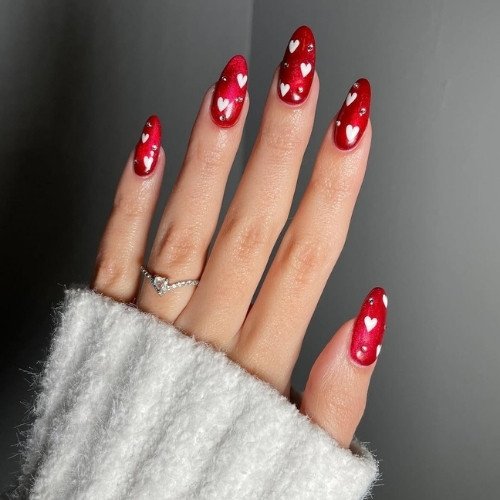 Romantic Red Heart Nails