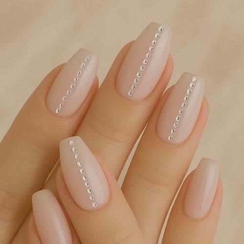 Coffin Nails with Rhinestone Lines
