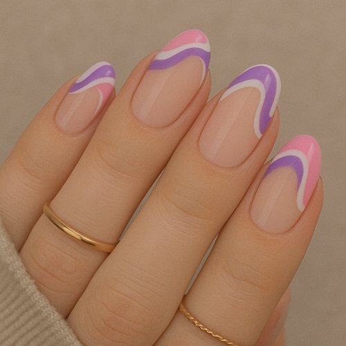 Wavy Tips with Nude Base