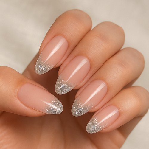 Clear Tips with Glitter Fade