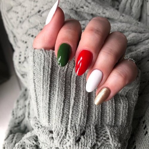 15. Red Statement Nail with Bold Color Companions.