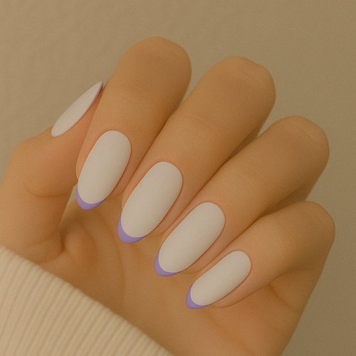 White Nails with Purple French Tips