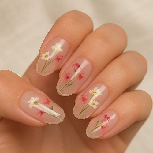 Pressed Flower Nails