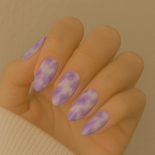 Tie-Dye Purple and White Nails