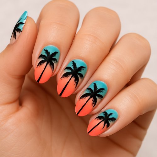 Tropical Palm Tree Nails