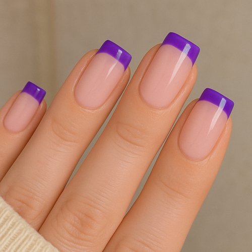 Purple French Tips with Pink Base