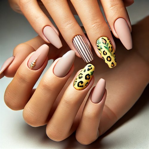 Animal Print Accent Nails