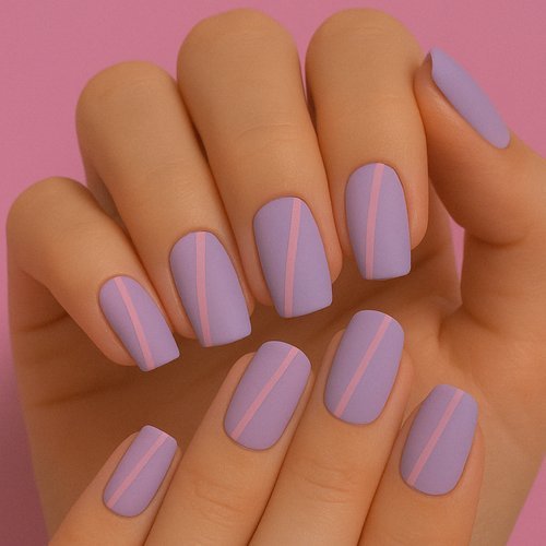 Matte Lilac with Pink Stripes