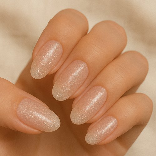 Sheer Glitter Veil Nails