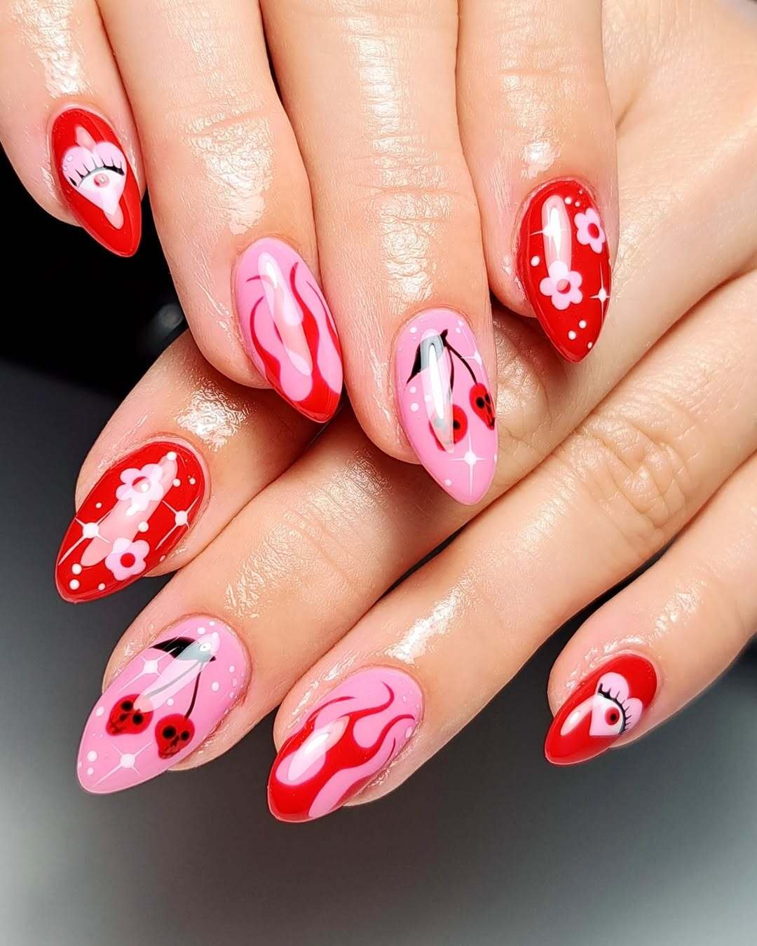 Playful Cherry Nails