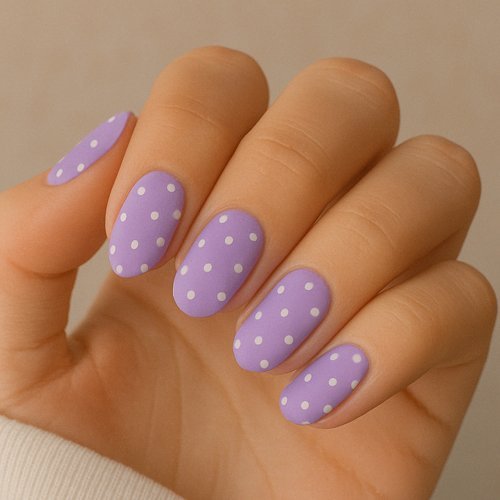 Pastel Purple with White Polka Dots