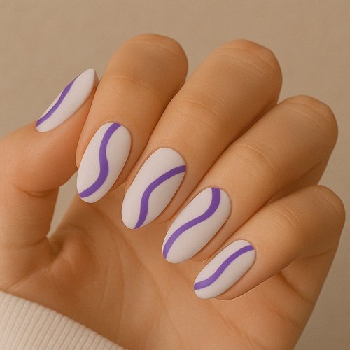 White Base with Purple Abstract Lines